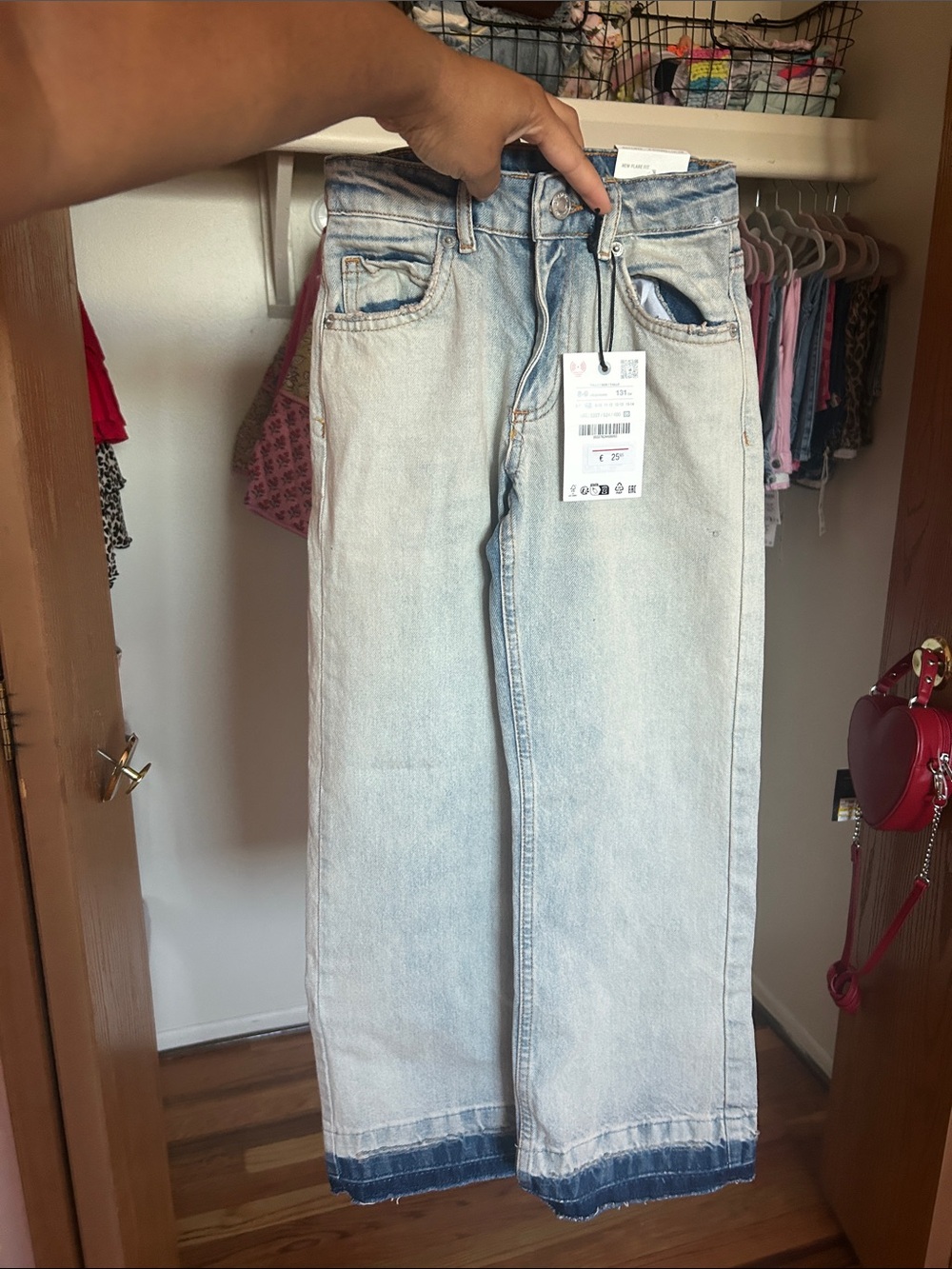 Zara Light Blue Wide Leg Jeans with Dark Hem